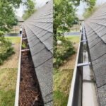 Close-up before and after gutter cleaning results on a home in Marysville WA