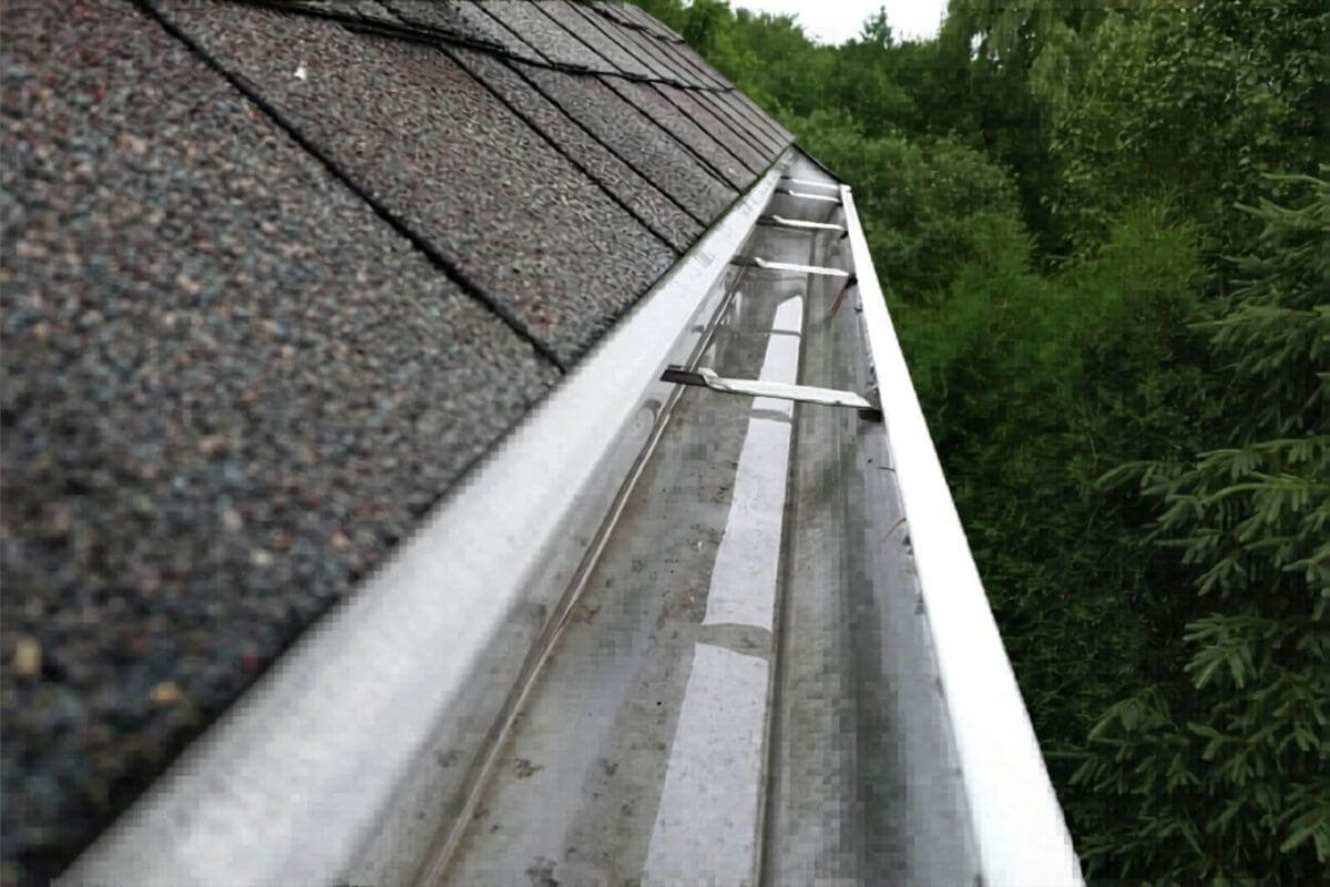 Close-up of a clean gutter after professional gutter cleaning near me in Marysville WA