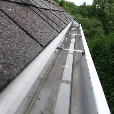 Close-up of a clean gutter after professional gutter cleaning near me in Marysville WA